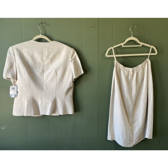 ADRIANNA PAPELL Skirt Suit Womens Size 12 Linen Blend Vintage Lightweight NWTF - Picture 2 of 15